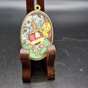 Tattoo Art Pendant Skull Cherry Blossoms Wave Dagger in the Heart